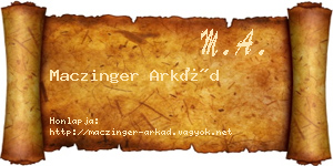 Maczinger Arkád névjegykártya